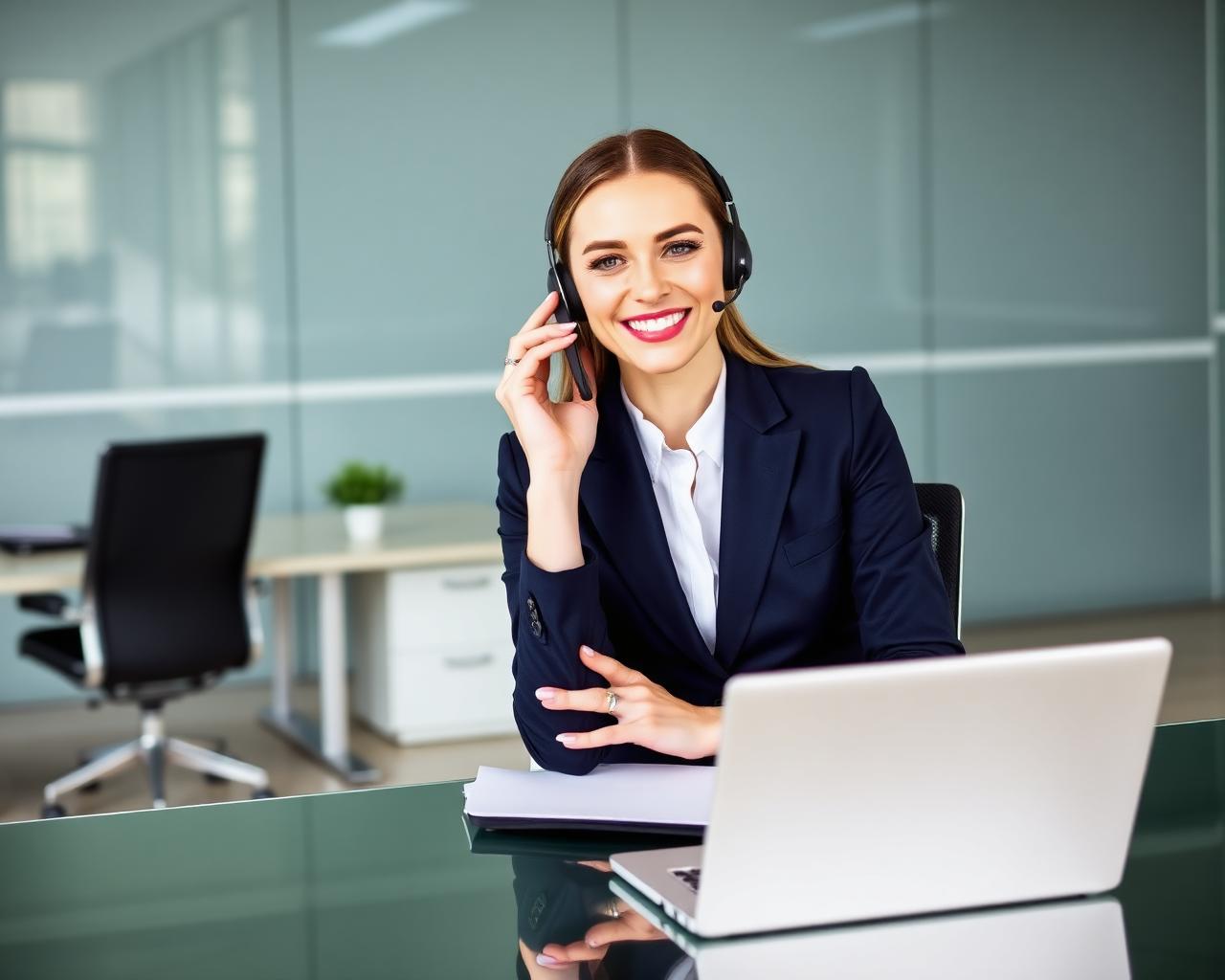 A coordinator on a call inside a modern workspace